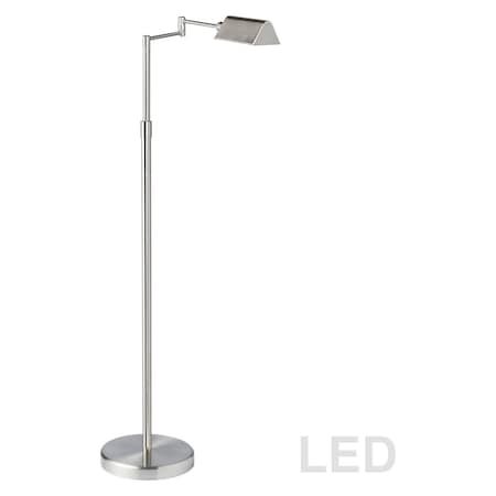 Dainolite 9W Led Swing Arm Floor Lamp, Satin Nickel Finish, 586325 9257LEDF-SN